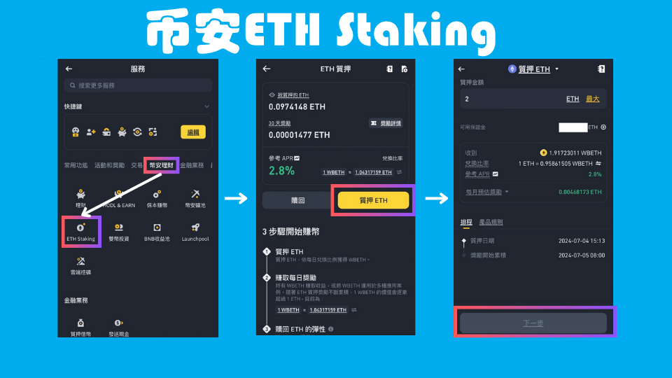 如何进行ETH 2.0 质押？币安ETH 质押图文教学