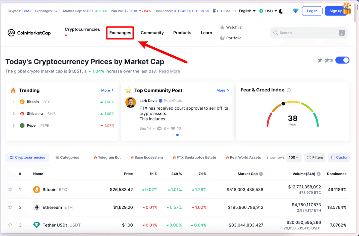 coinmarketcap网站截图